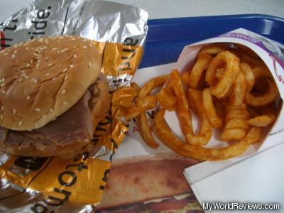 Regular Roast Beef Sandwich and Small Curly Fries