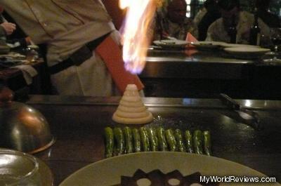 Asparagas and an onion volcano