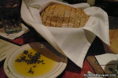 Bread and herb dip with olive oil