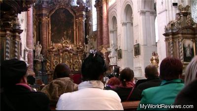 Inside the church, listening to the concert