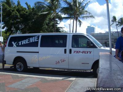 The van that drove us to the dock