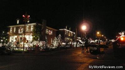 A street with decorated houses in Dyker Heights