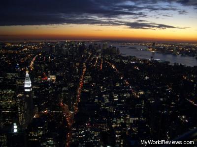 A night time view from the Empire State Building Observatory
