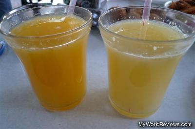 Glasses of orange juice and grapefruit juice