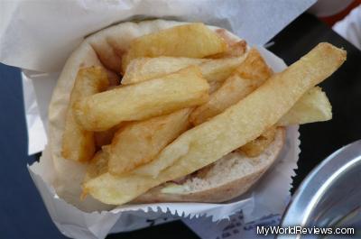 Falafel sandwich with fries