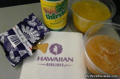 Snacks and juice from the flight