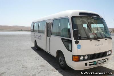 The bus that drove us to Petra in Jordan