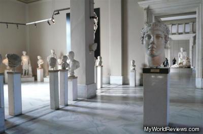 A large collection of heads and statues
