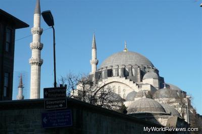 The nearby Suleymaniye Cami Mosque