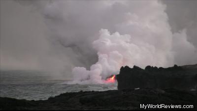 Usually the lava flow into the ocean is small