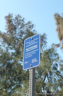 The sign alerting visitors to the beach entrance