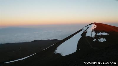 The view from the summit of Mauna Kea - notice the shadow of the mountain on the clouds