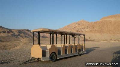We took a tram car like this to the base of the temple