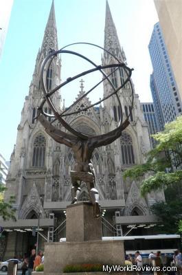 Atlas statue and St. Patrick's Cathedral