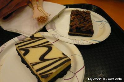 Marble cheesecake bar and snickers bar