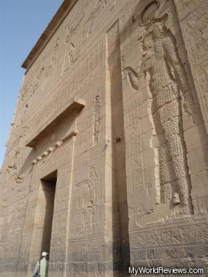 Invaders who used the temple chiseled out the Egyptian carvings