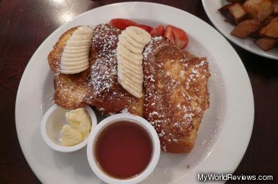 Fat and Fluffy French Toast with Fresh Strawberries and Bananas