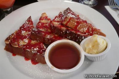 Almond-Crusted French Toast with Cranberry-Cherry Sauce