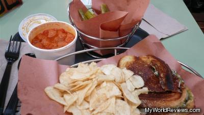 Roasted Tomato Soup and Grilled Two Cheese Sandwich