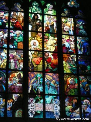 One of the many stained glass windows inside the cathedral