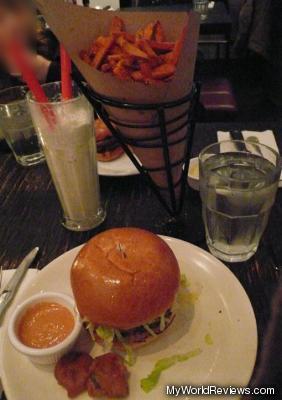 Stand Burger, Fries, and Milkshake