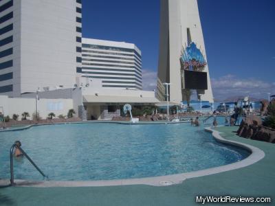 The pool, with the stratosphere hotel in the background