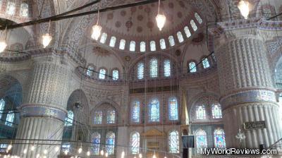The walls and ceiling of the Blue Mosque