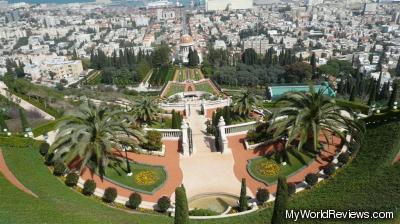 Looking down at the Bahai Gardens from the top