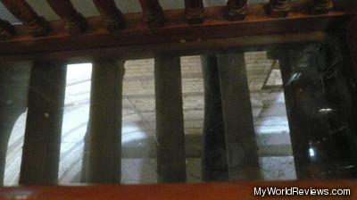 The glass floor in the church - you can see the fortress walls underneath
