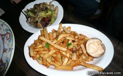 Sides: Mushrooms & Asparagus and French Fries