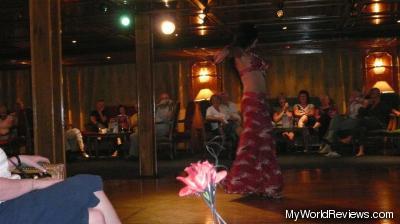 A belly dancer show on the boat