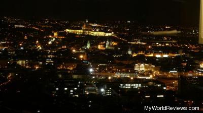 The view of Prague Castle and the Old Town Square by night